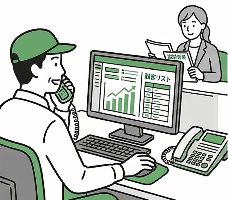 取引先への営業・事務作業